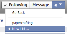 Schritt 2: Facebook Interessen-Liste erstellen. "New List anklicken"