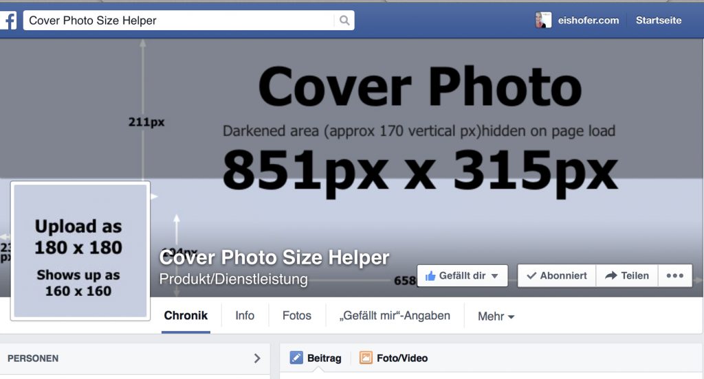 Facebook Cover Größe