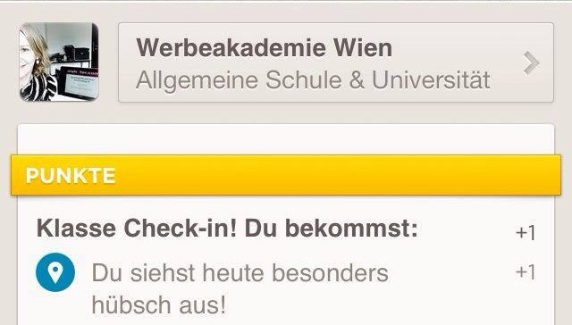 Einfach spitze! Wer freut sich nicht über ein nettes Kompliment - auch wenn es nur von der Foursquare-App kommt:-)). Seht mal was da unter dem Wort "Punkte" steht...