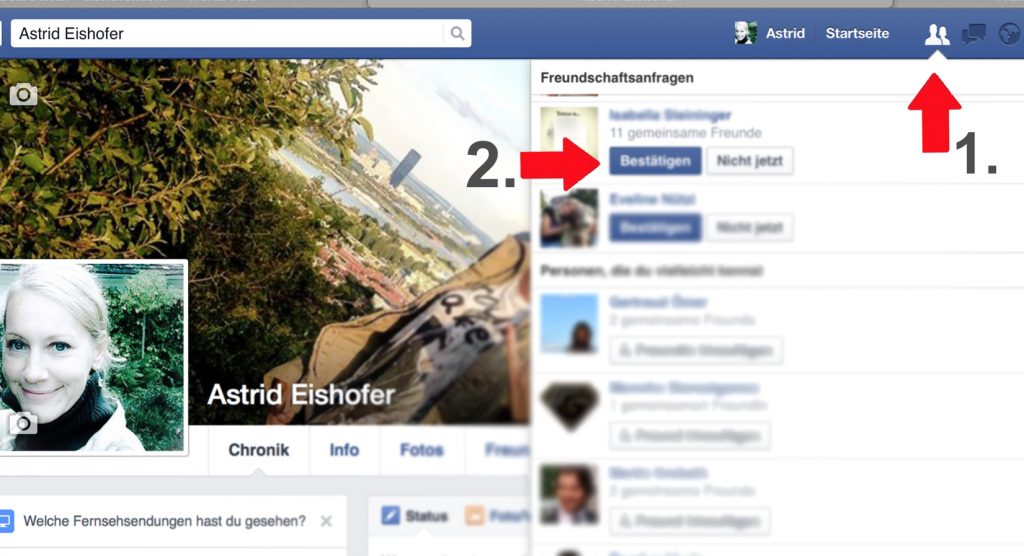 Facebook Funktion: Freundschaftsanfragen bestätigen