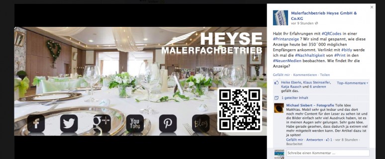 Mit dieser Anzeige verbindet Matthias Schultze von Maler Heyse Online,- und Offline Marketing.